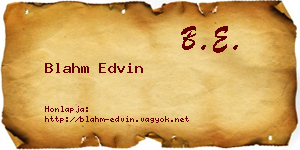 Blahm Edvin névjegykártya